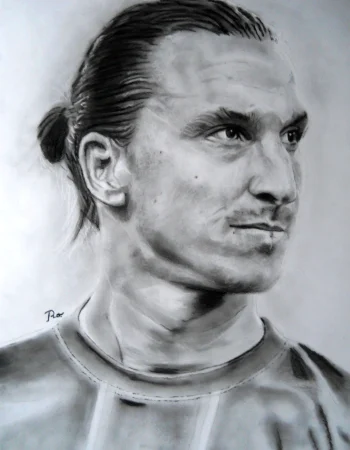 Zlatan Ibragimovich qalamda portret chizish