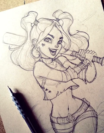 Harley Quinn qalamli san'ati